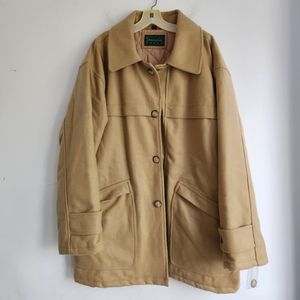 NWOT Scandia Woods Big & Tall Men Tan Brown Wool Peacoat Jacket size Large